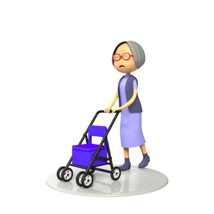 シルバーカーを使う女性