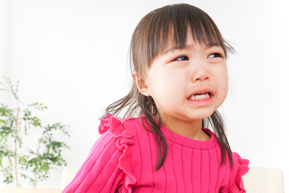 泣きっ面に蜂でさらに大きく泣く少女